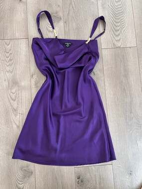 Marciano by Guess Satin Cowl Neck Mini Dress with Chain Strap Detail